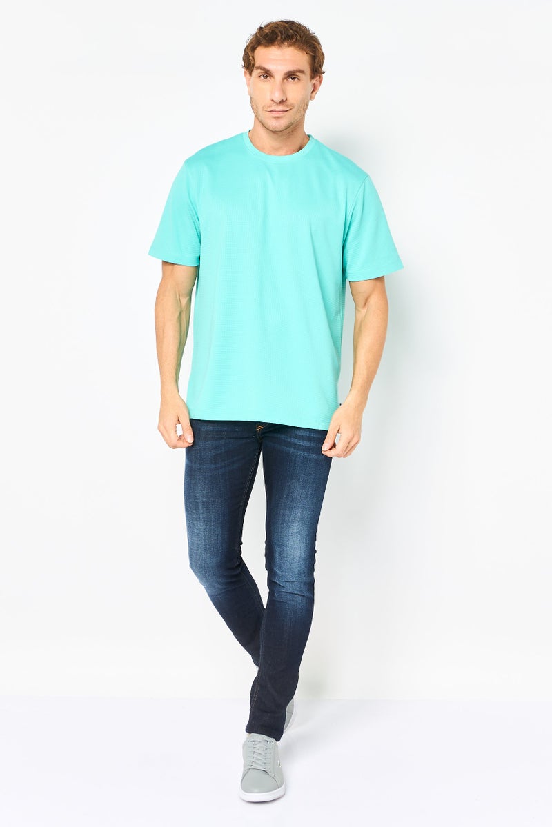 Chaps تي شيرت تدريب قصير الأكمام للرجال، تركواز - Image 2